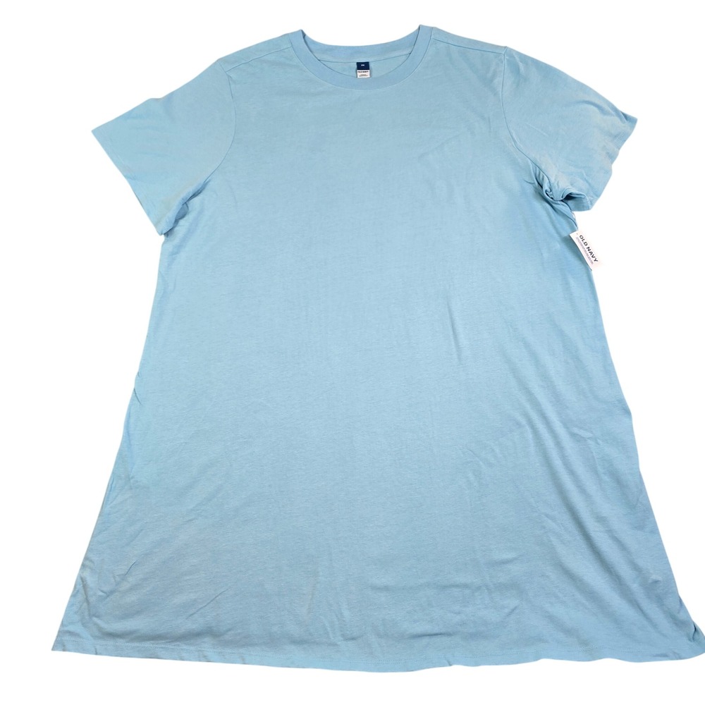Old Navy T-Shirt Dress Womens 2X Blue Cotton Short Sleeve Crew Neck Mini Casual